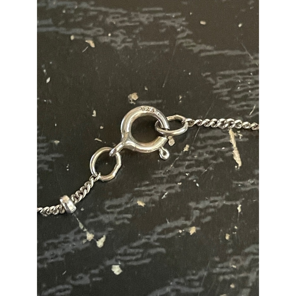 925 Sterling Silver Dainty Satellite Chain Pink Faux Pearl Pendant Necklace - Picture 6 of 7